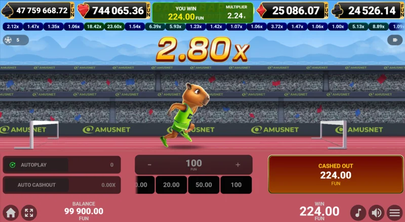 Cashybara Athletics Edition – sėkmingas pinigų išvedimas ir laimėjimo įskaitymas